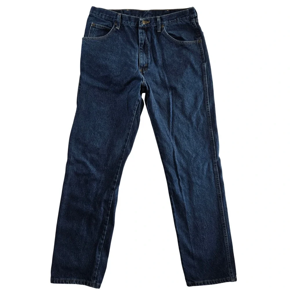 Wrangler Premium Quality Dark Wash Regular Fit‎ Heavy Jeans Mens 36x34 (33.5)